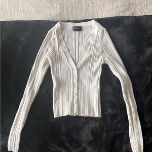 White Fox Ribbed Cardigan